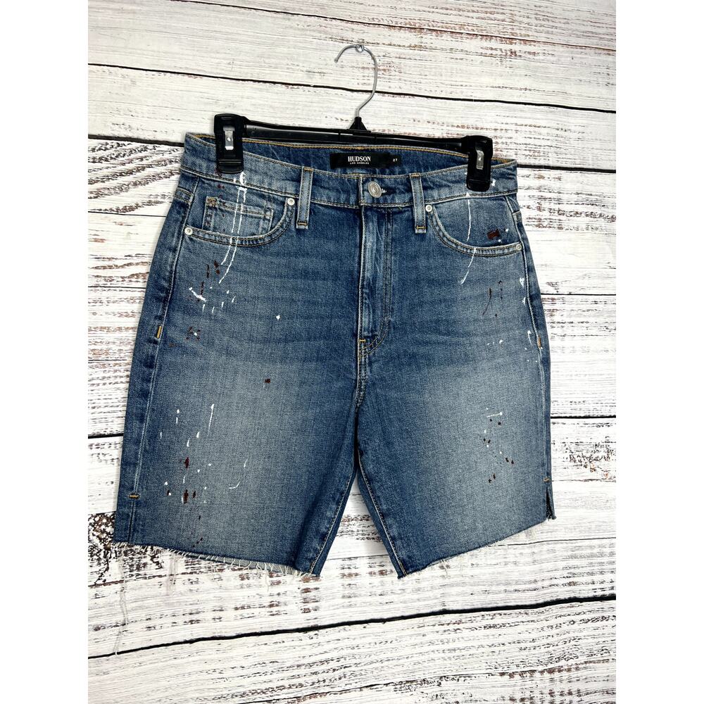 Hudson Jeans Blue Distressed Denim Shorts - Picture 2 of 4